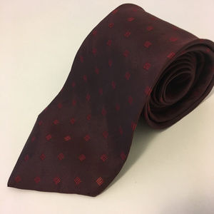 DKNY silk muted red patterned geometric necktie